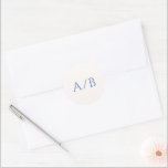 Stylish Blue Modern Wedding Classic Round Sticker<br><div class="desc">Elegant wedding stickers featuring a classic design with a simple layout.  Your monogram is prominently displayed in a large traditional serif font.  The simplicity of this design is great for a formal wedding.</div>