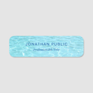 Stylish Blue Nature Elegant Template Modern Aqua Name Tag