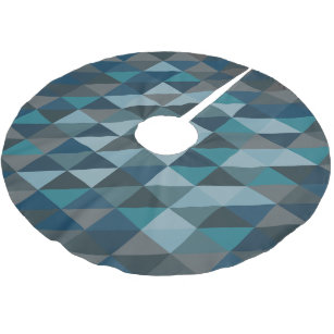 Stylish Blue Ombre Modern Geometric Pattern Brushed Polyester Tree Skirt