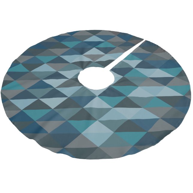 Stylish Blue Ombre Modern Geometric Pattern Brushed Polyester Tree Skirt (Angled)