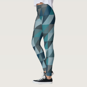 Stylish Blue Ombre Modern Geometric Pattern Leggings