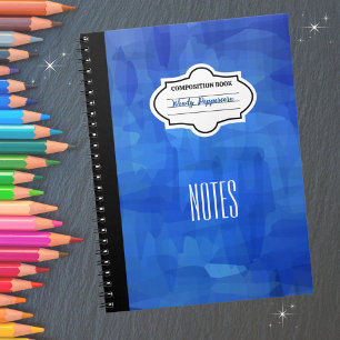 Stylish Blue Patterned Personalised Composition Notebook
