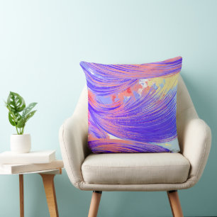 Stylish Blue pink Abstract Feathers Cushion