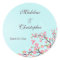 Stylish blue pink cherry blossoms wedding stickers