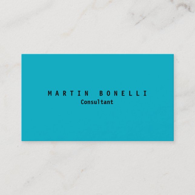 Stylish Blue Plain Clean Business Card (Front)