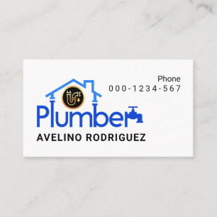 Stylish Blue Plumber Pipes Home Frame Business Card