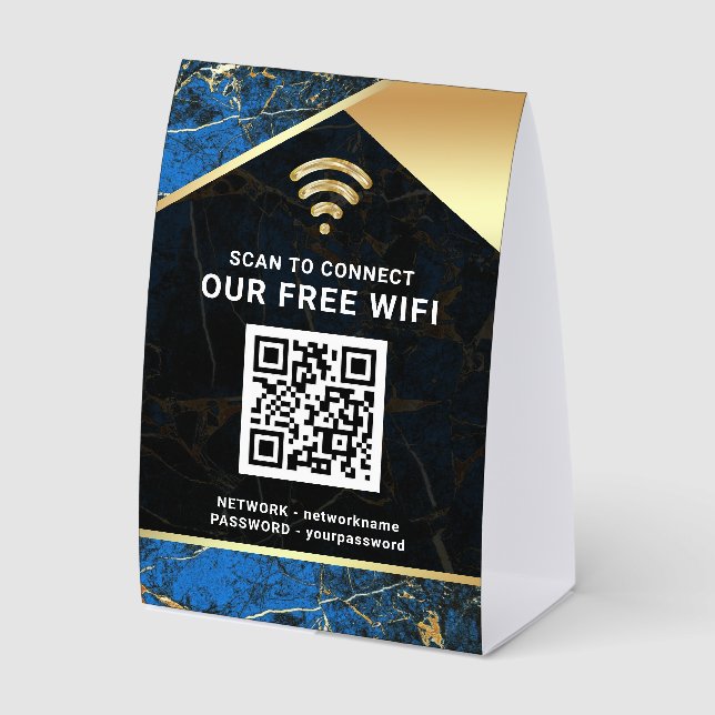 Stylish Blue QR Code Wifi Network Password (Front)