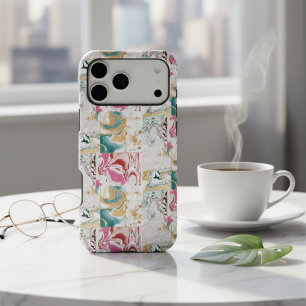 Stylish blue rose gold marble liquid ink aesthetic