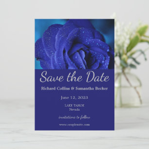 Stylish Blue Rose Wedding Save The Date