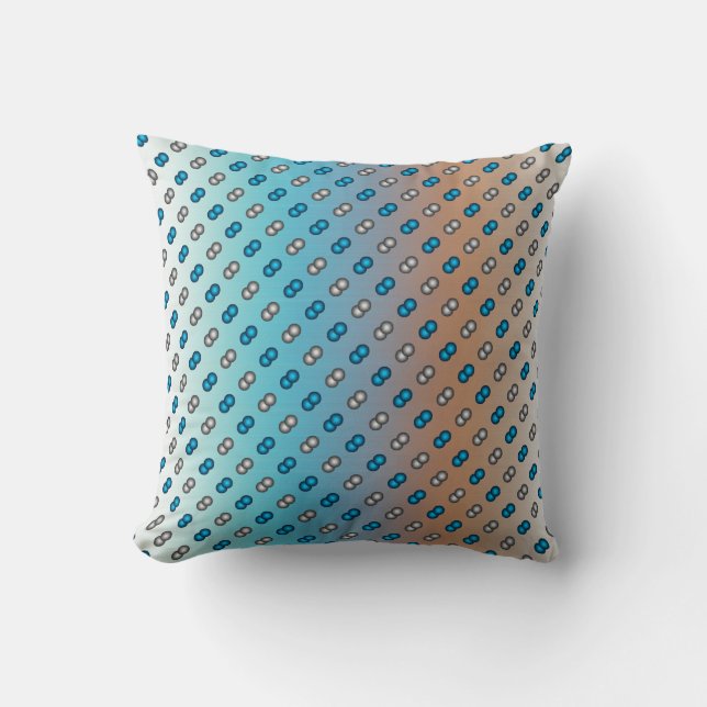 Stylish Blue & Silver Polka Dots on Blue & Orange Cushion (Front)