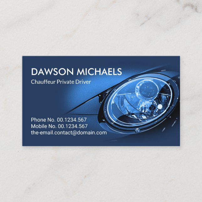 Stylish Blue Sport Car Auto Driver Detailing Business Card (Front)
