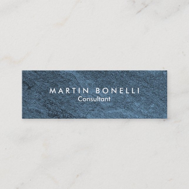 Stylish Blue Stone Design Artistic Slim Mini Business Card (Front)
