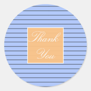 Stylish Blue Stripe Thank You Wedding Sticker