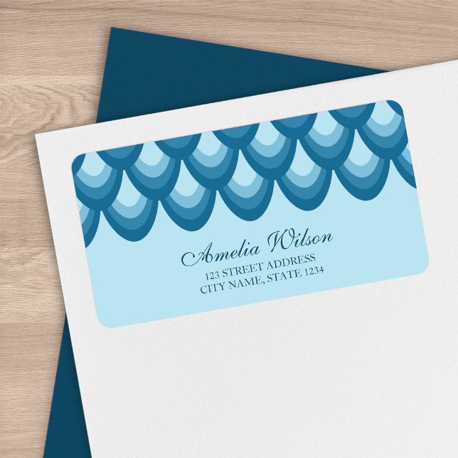 Stylish Blue Teardrop Geometric Address Label (Creator Uploaded)