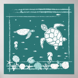 Stylish Blue Underwater Seascape Poster