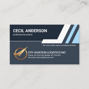 Stylish Blue Upwards Sky Lines Aviation Logistics Business Card