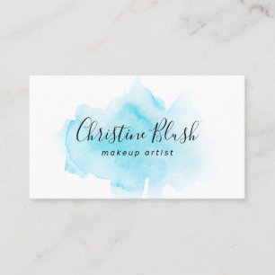 Stylish Blue Watercolour Splash MUA Business Card