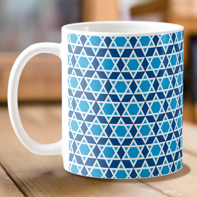 Stylish Blue & White Star Pattern Coffee Mug (Creator Uploaded)