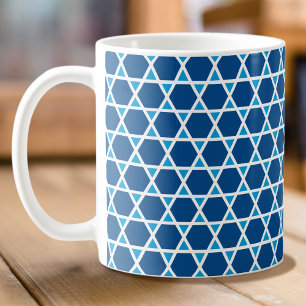 Stylish Blue & White Star Pattern Coffee Mug