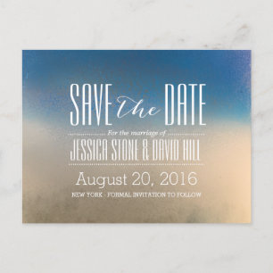 Stylish Blue & White Winter Wedding Save the Date Announcement Postcard