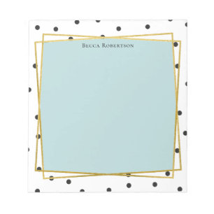Stylish Blue with Confetti Dots and Your Name Notepad