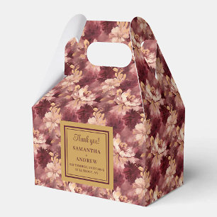 Stylish Blush Burgundy Gold Boho Wedding Favor Box