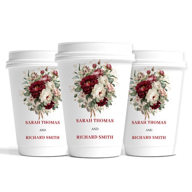 Stylish Blush Burgundy Greenery Wedding Cups (Stylish Blush Burgundy Greenery Wedding Cups)