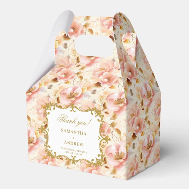 Stylish Blush Gold Boho Wedding Favour Box Keepsak (Stylish Blush Gold Boho Wedding Favor Box Keepsake)