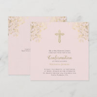 Stylish Blush Gold Cross Bible Verse Confirmation