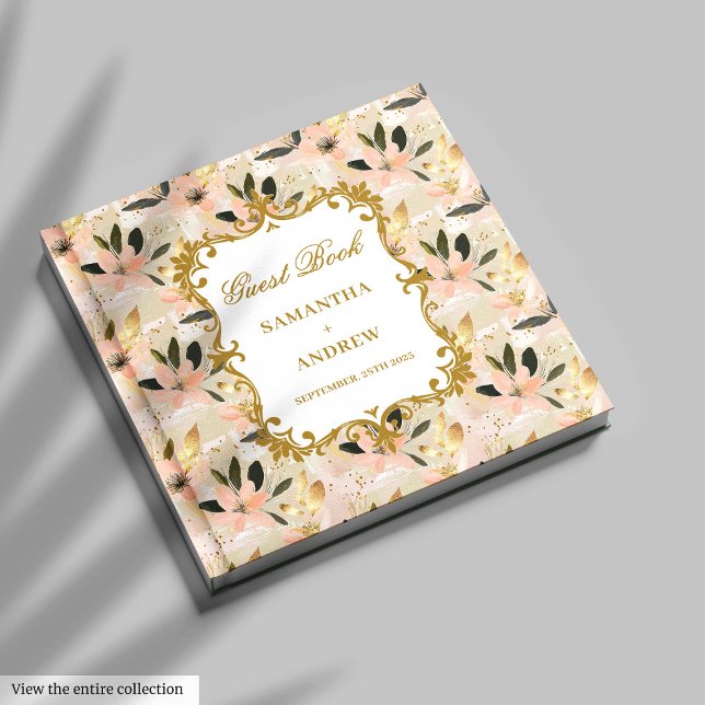 Stylish Blush Gold Wedding Guest Book for Guests (Stylish Blush Gold Wedding Guest Book for Guests)