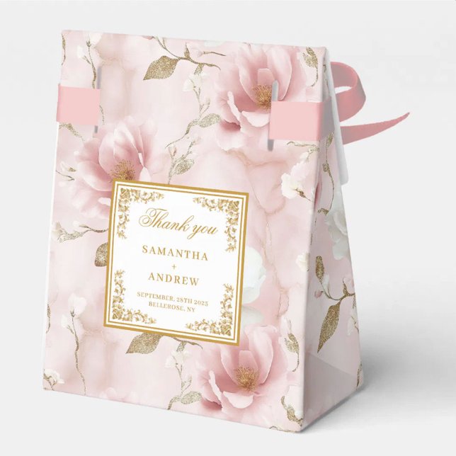 Stylish Blush Ivory Gold Wedding Thank You Box (Stylish Blush Ivory Gold Wedding Thank You Box)