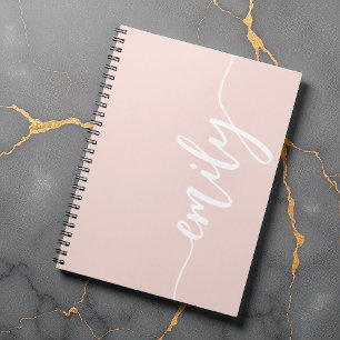 Stylish Blush Pink Calligraphy Name Notebook