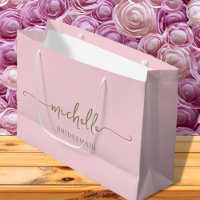 Stylish Blush Pink Chic Gold Monogram Script