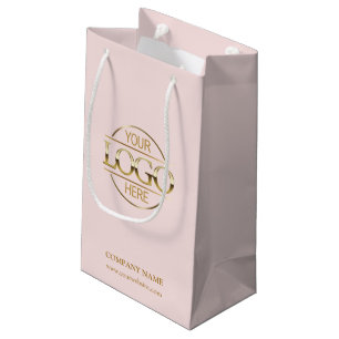 Stylish Blush Pink Corporate Company Business Logo Small Gift Bag