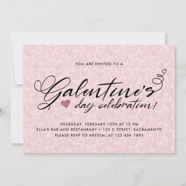 Stylish Blush Pink Galentine's Day Party Invitation (Front)