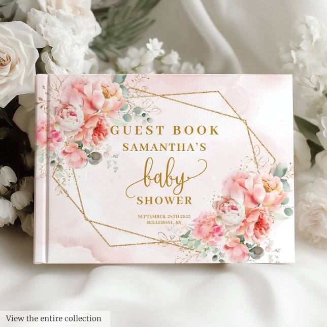 Stylish blush pink gold baby shower guest book (Stylish blush pink gold baby shower guest book)