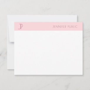 Stylish Blush Pink Monogram Modern Minimalistic Card