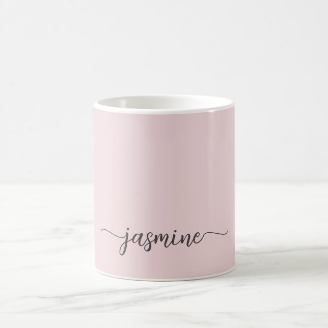 Stylish Blush Pink Monogram Name Signature Coffee Mug (Center)