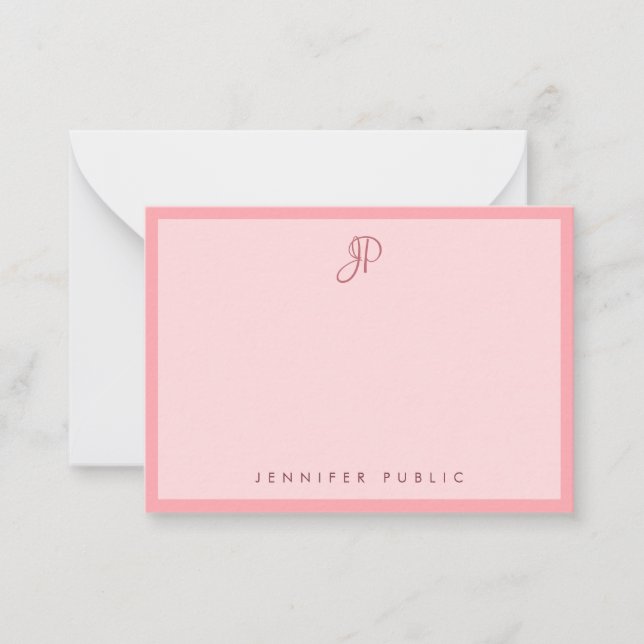 Stylish Blush Pink Template Calligraphy Monogram (Front)