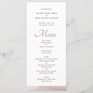 Stylish Blush Pink White Wedding Menu Cards