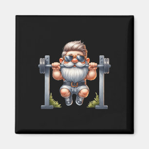 Stylish Body Building Gnome Does Pull-ups On A Dum Magnet