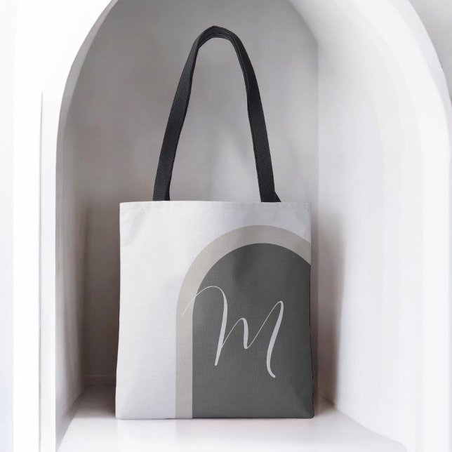 Stylish Boho Arch with Script Monogram Tote Bag (Personalize this stylish tote with your monogram initial.)