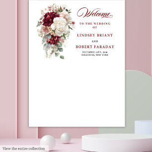 Stylish Boho Burgundy White Rose Wedding Backdrop Tapestry