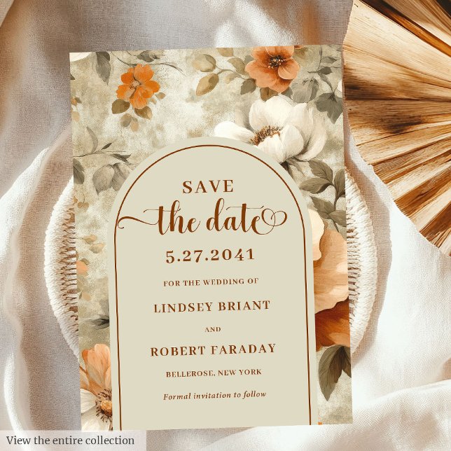 Stylish Boho Earthy Ivory Olive Save The Date Invitation (Stylish Boho Earthy Ivory Olive Save The Date)
