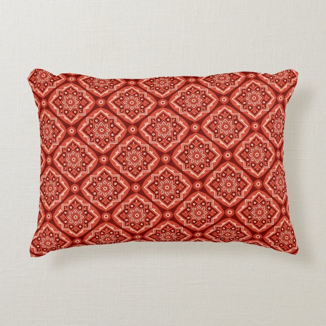 Stylish Boho Geometric Floral Pattern Decorative Cushion (Front)
