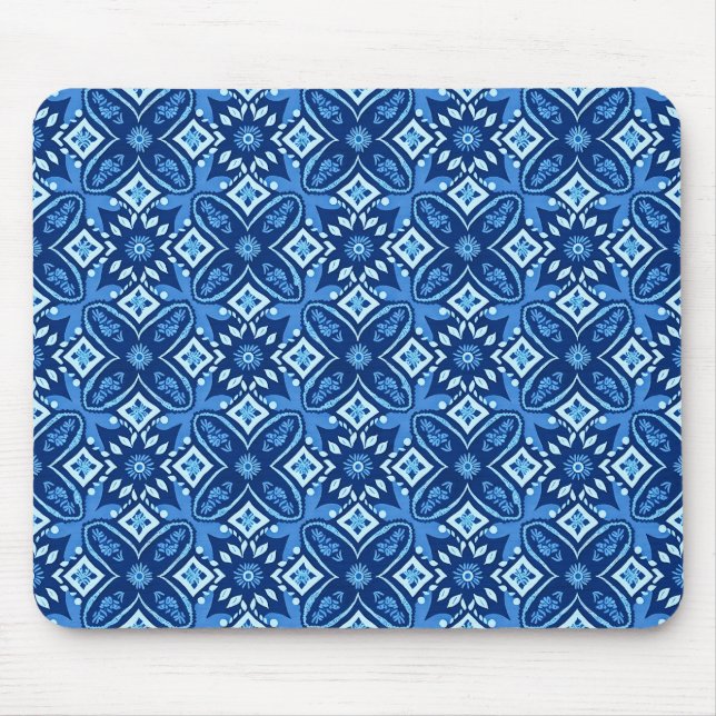 Stylish Boho Geometric Floral Pattern Mouse Mat (Front)