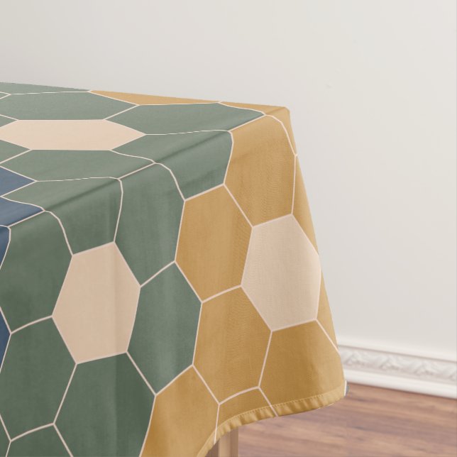 Stylish Boho Geometric Pattern Blue Green Blush Tablecloth (In Situ)