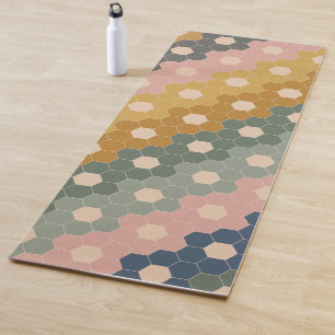 Stylish Boho Geometric Pattern Blue Green Blush Yoga Mat