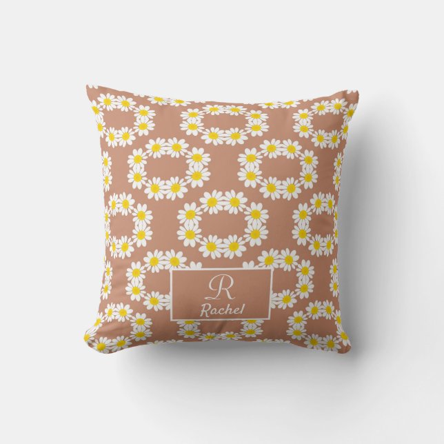  Stylish Boho Monogram Terracotta Cushion (Front)