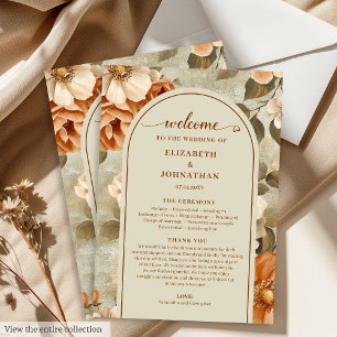 Stylish Boho Rusty Ivory Sage Floral Wedding Plan Programme
